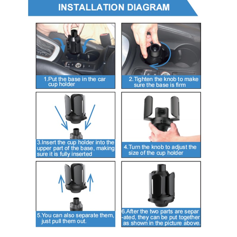 Universal Golf Cart Cup Holder Expander, Adjustable Base & Holder