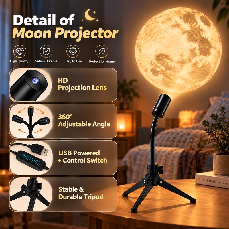 Galaxy Projector Kids Night Light for Bedroom – Moon &