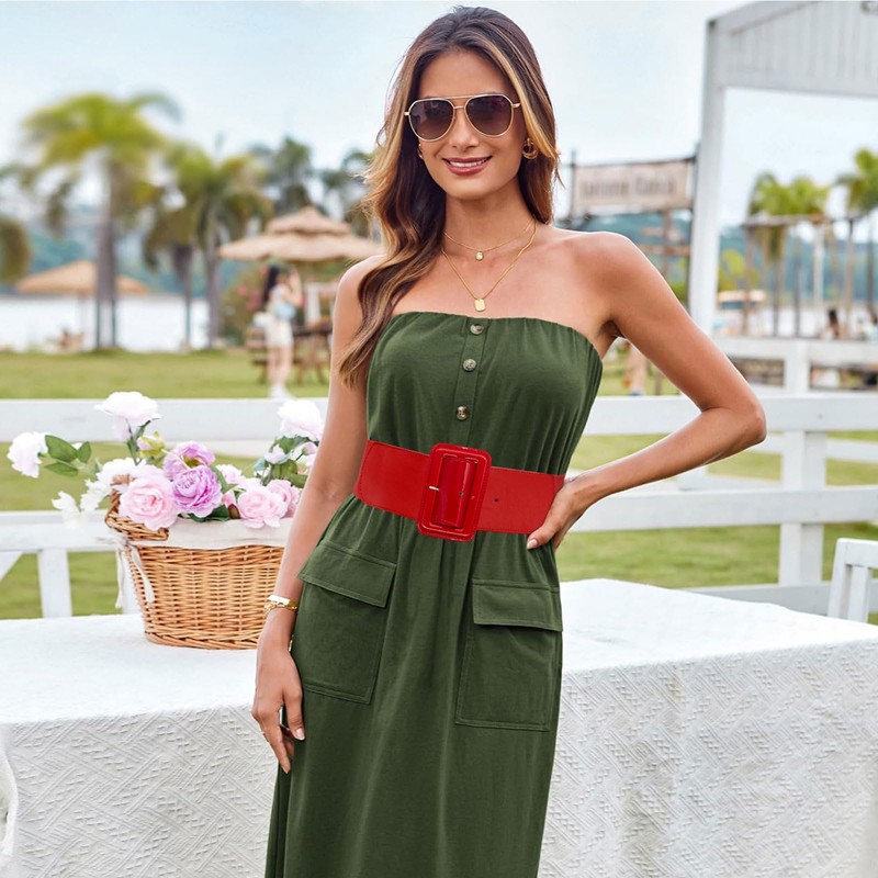 LJCZKA Women Wide Stretchy Belt Adjustable Vintage Elastic Waist Belt