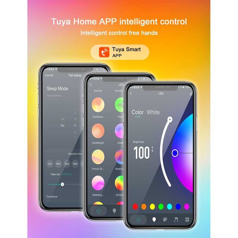 UanTii Tuya Smart Sunset Lamp Wireless Bluetooth Sunset Projector RGB