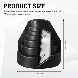 Plastic Pipe Chamfer Tool, PVC PP PE Pipe Deburrer, Pipe Deburring Hand Deburrer, for 20 25 32 40 50 63 mm Pipes, Deburring Tool (Black)