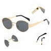 Long Keeper Retro Small Oval Sunglasses Metal Vintage Sunglasses Women