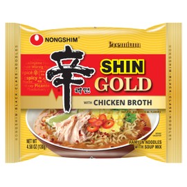 Nongshim Ramen Noodles, Gourmet Instant Ramen, Premium Microwavable Noodle Soup, Shin Gold, 4.58 Ounce (Pack of 16)