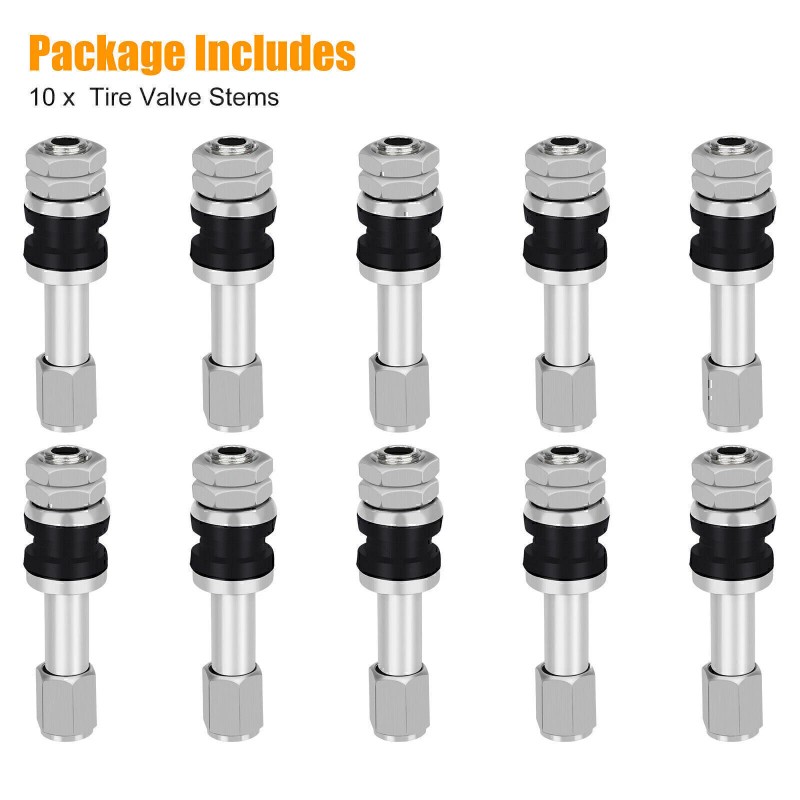 GEARZAAR 10x Stainless Steel Wheel Tire Valve Stems Hight Pressure