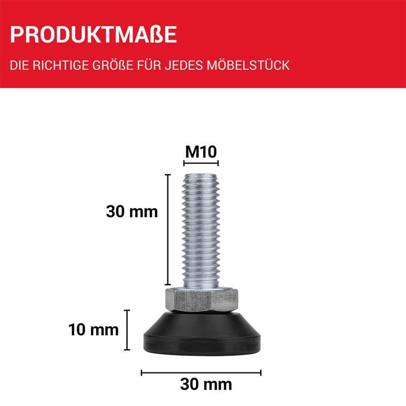 LouMaxx Adjusting Screw M10 - Adjustable Feet M10 x 30