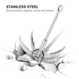 Folding Claw Hook, Multifunctional Stainless Steel Grappling Hook for Outdoor Camping Hiking Tree Rock Mountain Climbing (4 Claws)