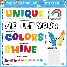 gisgfim Classroom Bulletin Board Decoration Set Wall Door Decor Colorful Crayon Classroom Decorations for Kindergarten Preschool Elementary Middle School(Be Unique Let Your Colors Shine)