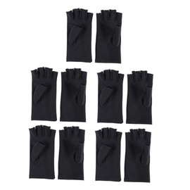 Healeved 5 Pair Half-finger Gloves Manicure Glove UV Shield Glove Anti UV Glove Black