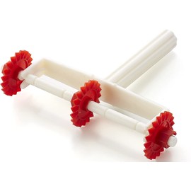 OVENTE Pasta Pastry and Ravioli Cutter with Adjustable BPA-Free Wheels and Compact Easy to Remove 3-Wheel Design, Dough Slicer Perfect for Homemade Pasta Cookie and Pie, Red and White ACPPA7100R