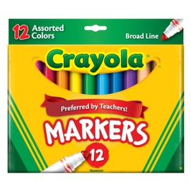 Binney Smith Crayola(R) Non-Washable Markers, Broad Line, Assorted Classic Colors, Box Of 12