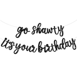 Go Shawty It’s Your Birthday Banner, 10 Feet Rap Theme DIY Birthday Party Banners Decorations, Reusable Hip Hop Theme Celebration Decor Garland Banner Party Supplies (Black)
