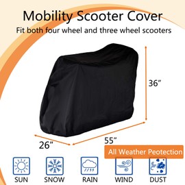 Sqodok Sqodok Mobility Scooter Storage Cover, 420D Waterproof Wheelchair Cover for Storage, Mobility Scooter Accessories for All-Weather Outdoor Protection Dust Cover, 55" x 26" x 36"