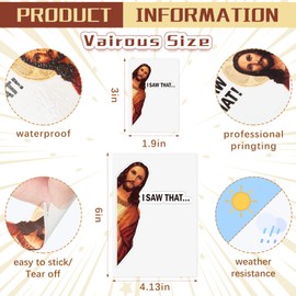 8 Pieces Jesus I Saw That Sticker PET Jesus Stickers Car Decals Funny for Car Vehicle Truck Window Laptop Water Bottle Bumper Skateboard Computer Backpack Supplies, 4 Styles (3 Inch, 6 Inch)
