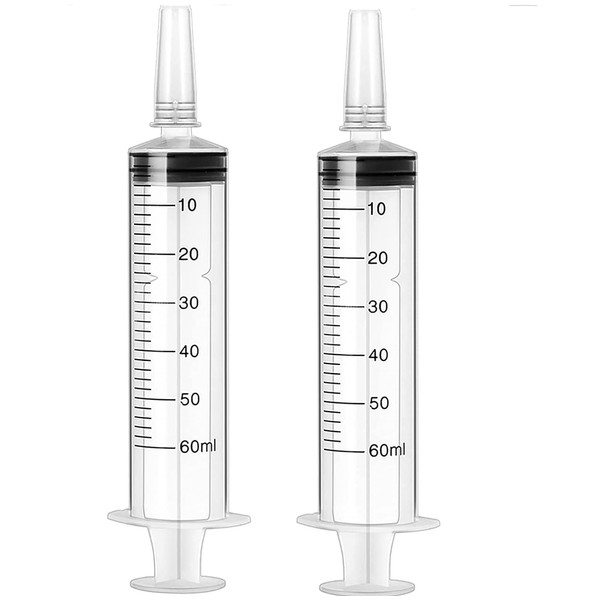 LFBEST 60ml Syringe with Caps,2 Pcs Plastic Syringe with Measurement