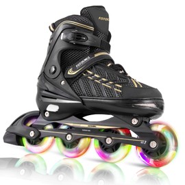 Fotoumgl Adjustable Inline Skates for Kids and Youth with Light up Wheels, Outdoor Beginner Skates for Girls Boys Ages 4-12, Women, Men