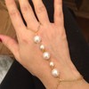 Yienate Pearl Bracelet Gold Large Pearl Links Finger Chain Boho
