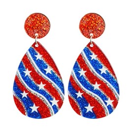 July 4th Independence Day Earrings Sparkle Acrylic Star Red White Blue Drop Dangel Earrings Festival Party Patriotic Jewelry-Teardrop B