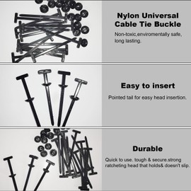 Nylon Universal Cable Tie Buckle – Heavy Duty Self-Locking Zip Ties for Car Repair, UV Resistant Black Nylon Cinch Straps, Multipurpose Cable Clips & Plastic Wire Holders(50Pcs)