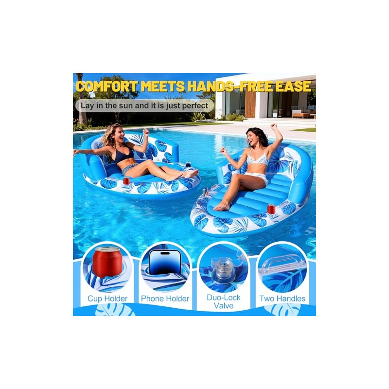 FluSing Inflatable Tanning Pool Lounger Float, 63" x 39" Sunbathing