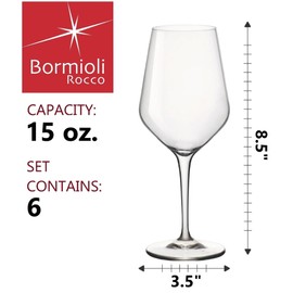 Bormioli Rocco Electra 15 oz. Medium Wine Glasses, Set of 6