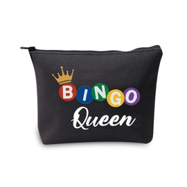 MBMSO Bingo Queen Makeup Bag Bingo Lover Gifts Funny Bingo Gifts Bingo Travel Bag Bingo Game Gifts (BINGO Queen black)
