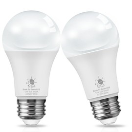 L LOHAS LED Dusk to Dawn Light Bulbs, E26 Bulb Automatic On/Off, Outdoor Light Bulbs, Daylight Lightbulbs, 12W A19 Led Bulbs, 5000K 1100LM 100W Equivalent Lightbulbs Porch Garage Garden Patio 2 Pack