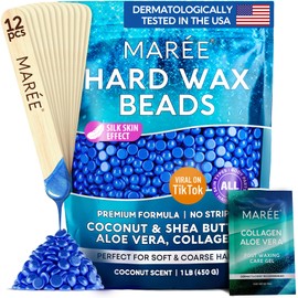 MAREE Hard Wax Beads - Hair Removal Kit with Marine Collagen Shea Butter & Aloe Vera - Body & Bikini - For Sensitive Skin - 450G