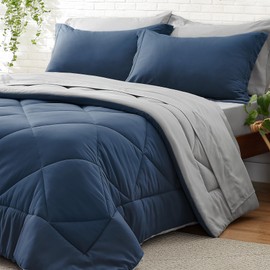 BEDELITE Twin Comforter Set 5 Pieces Bed in A Bag - Soft Microfiber Reversible Calm Blue Bed Set with Comforters, Sheets, Pillowcase & Sham, Cozy Luxury Bedding Sets for All Season