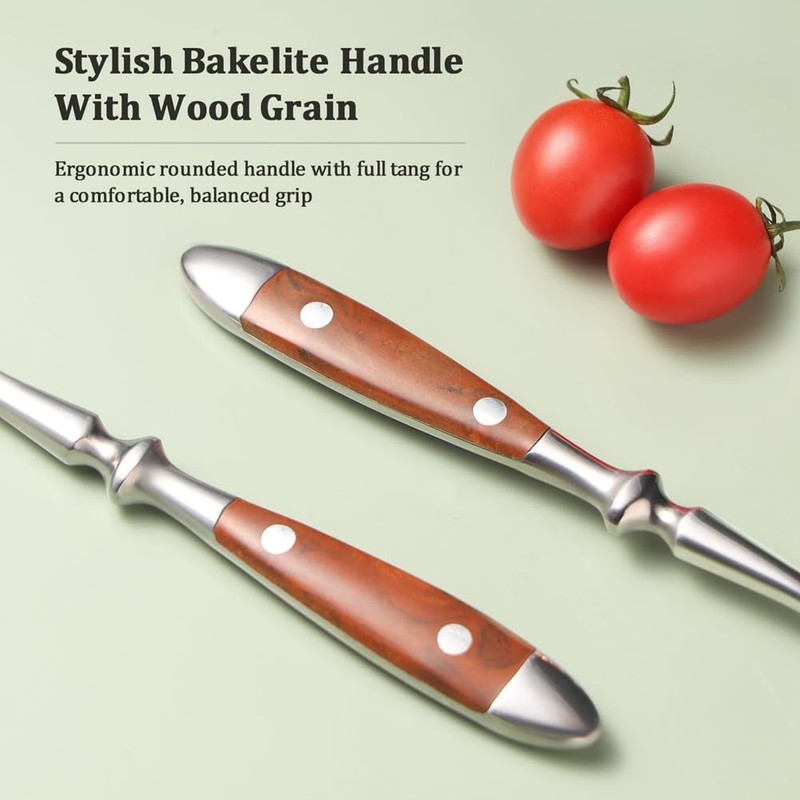 4 Pcs Sporks Set Stainless Steel Salad Spoons with Bakelite