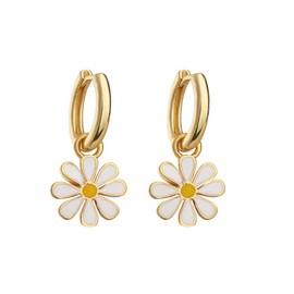 Daisy Flower Earrings for Women 925 Sterling Silver Post Hypoallergenic Small Huggie Hoop Earrings Gold Minimal Vintage Daisy Flower Earrings Statement Earrings Jewelry Gifts Teen, Brass, No Gemstone