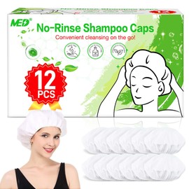 Shampoo Caps No Rinse Waterless Hair Washing Shower Caps 12 Packs for Elderly, Women, Hospital, Camping