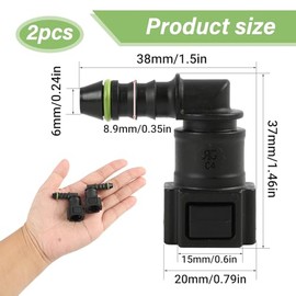 2 Pcs Fuel Quick Coupler Fuel Quick Connector 90 Degree Quick Coupling Hose Connector Nylon for 6mm Hose Plastic Female Connector 7.89mm