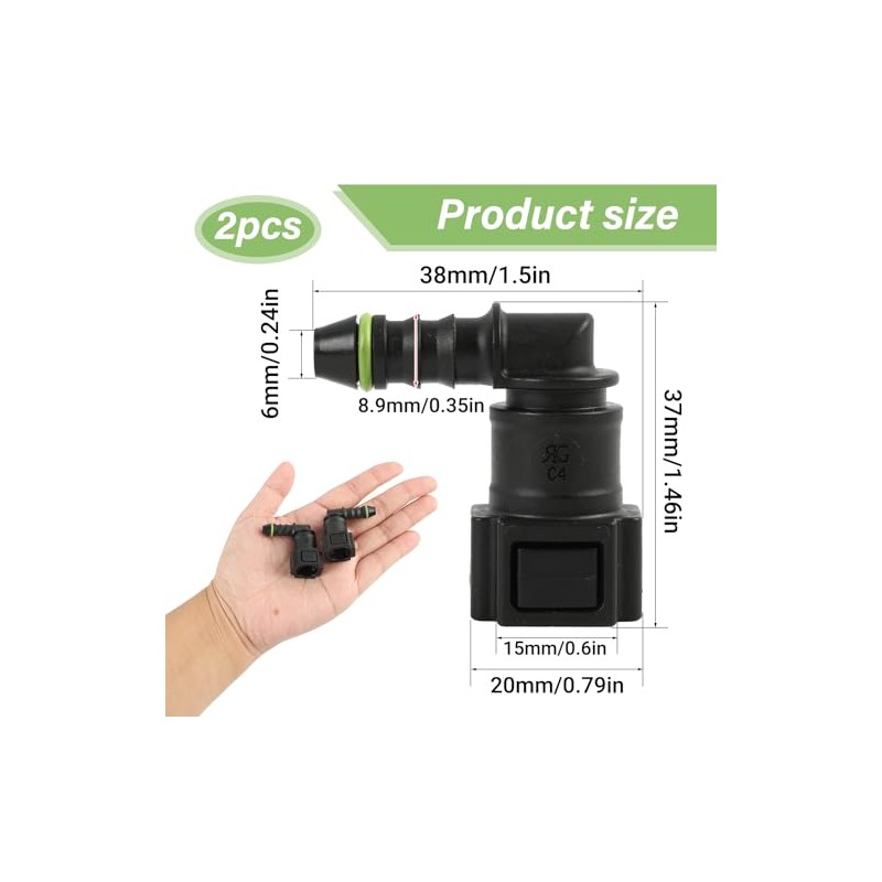 2 Pcs Fuel Quick Coupler Fuel Quick Connector 90 Degree