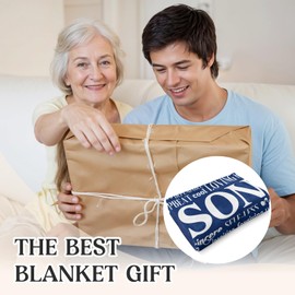 Son Gifts, Son Birthday Gifts, Blue Blanke with Warmhearted Words, 60''*50'', Graduation Gifts for Son, Birthday Gift for Sons Adult, Happy Birthday Son, Teenage Boy Gifts, Son Gifts from Mum Dad