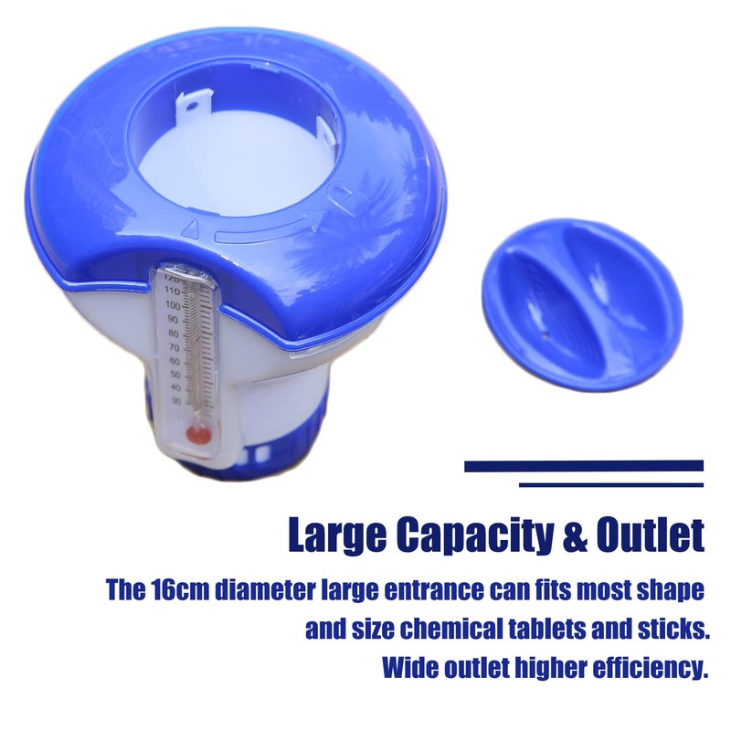 Soap Dispensers Floating Swimming Pool Chemical Chlorine Dispenser with Thermometer