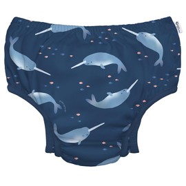 green sprouts Eco Snap Swim Diaper with Gussets - Navy Narwhal - 12mo