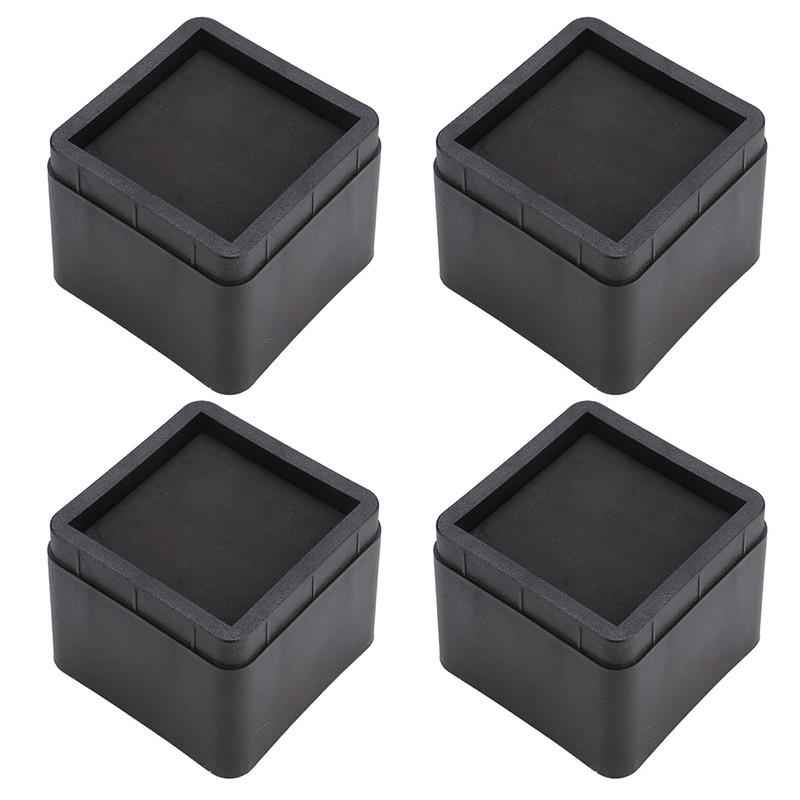 4PCS Durable Stackable Bed Risers Black Square MoisturE proof Insect