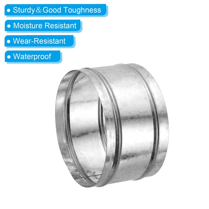 PATIKIL 180mm/7" Duct Connector, Galvanized Steel Duct Coupling Vent Coupler