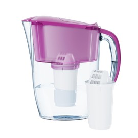 AQUAPHOR Water Filter Jug Smile, Space-saving, Lightweight Fridge door fit 2.9L Capacity 1 X A5 350L Filter Included Reduces Limescale Chlorine & Microplastics, Cyclamen Pink