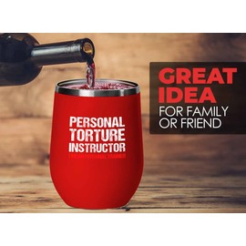 Personal Trainer Red Wine Tumbler 12oz - Personal torture instructor - Fitness Instructor, Workout Coach, Exercise Lover, Cardio Lover, Gym Coach