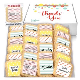Thank You Cookies 24 Pack | Appreciation Cookies | Individually Wrapped Bulk | Party Favors Employees Corporate Teacher Staff