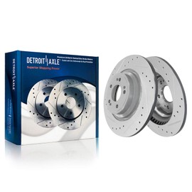 Detroit Axle - 2.5L Rear Brake Rotors for 21-23 Genesis G80, 2021 2022 2023 Drilled Slotted Disc Brake Rotors Replacement : 12.80" inch Rotors