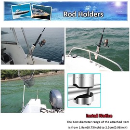 DEWIN Marine Fishing Rod Holders, Boat Rod Rests Stainless Steel Adjustable Boat Fishing Rod Holder Accessory Yacht Support for Rails 1" to 1-1/4"