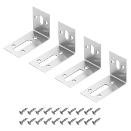 sourcing map 4Pcs Adjustable L-Shape Corner Brace, 57 x 83 x 45mm 2 Slot l Corner Brace Slotted Joint Right Angle Bracket with Screws for Fixing Furniture Wood Shelves Cabinet Shelf, Silver