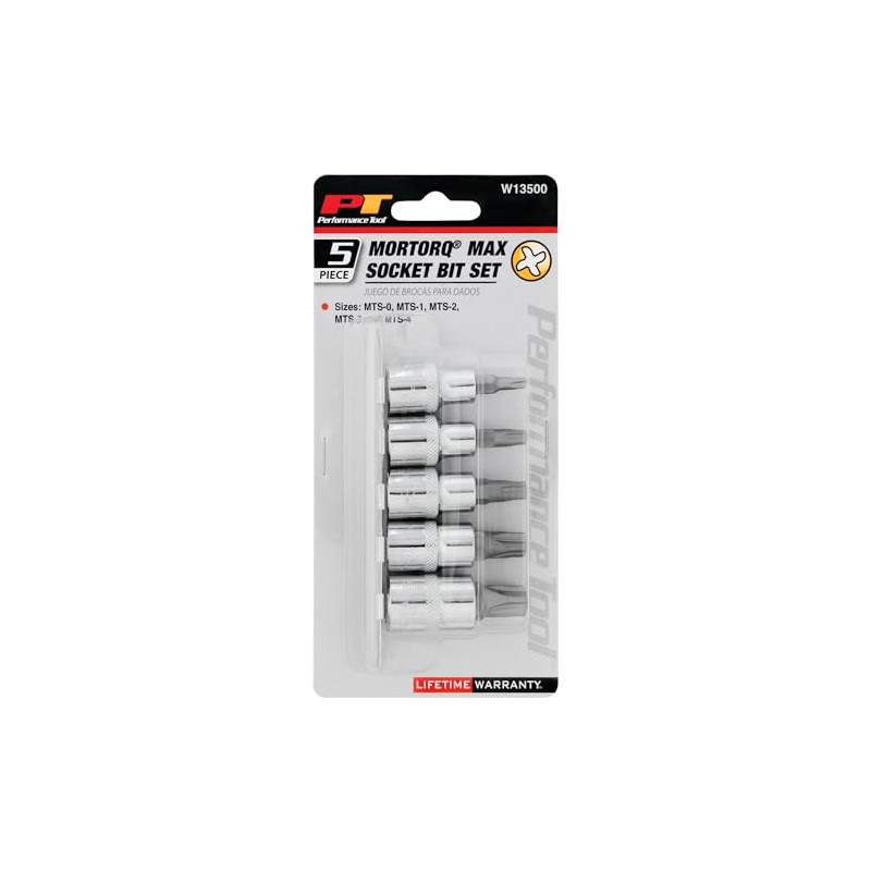 Performance Tool W13500 Mortorq Bit Socket Set, 5Pc - Professional