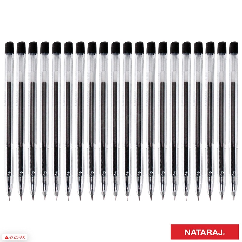 NATARAJ - 20 Gelix Gel BLACK Pens 0.7mm Fine Tip