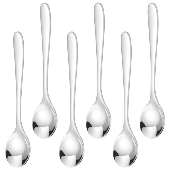 Leegg Egg Spoons Set of 6 Little Stainless Steel Spoons for Soft Boiled Egg Breakfast (RES6)