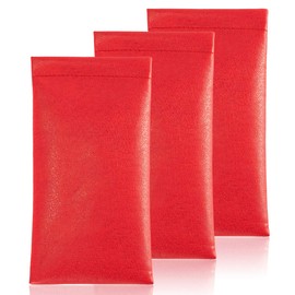 Squeeze Leather Sunglasses Pouch - 3 Pack Spring Storage Glass Pouch Holder, red, M