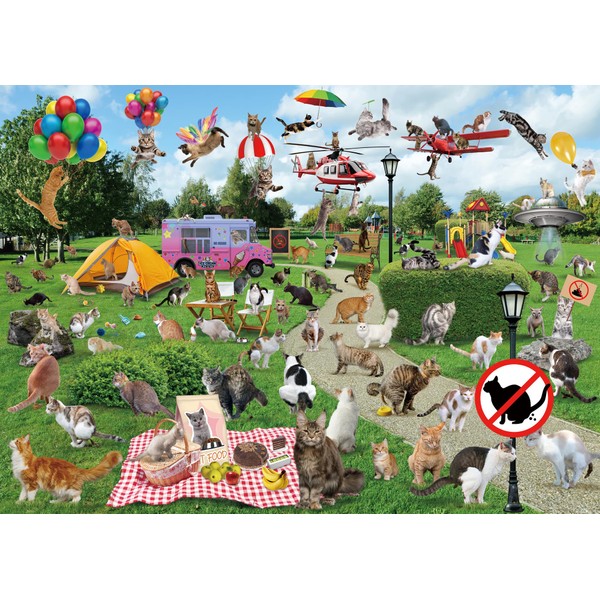 Park Cat 1000 Piece Puzzle for Adults, Cat Puzzles for