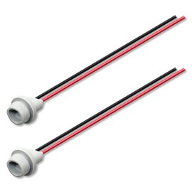 DAMA T10 T15 168 194 2825 W5W 920 921 Rubber Base Socket Wire Harness Extension Pigtail Connectors for Replacement or Retrofit | Durable Hard Rubber Female Pigtail 12 ga. 18 AWG | Pack of 2